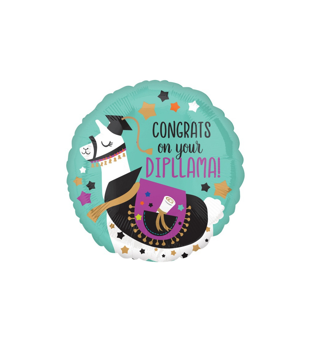 Fóliový balónek Congrats On Your Dipllama