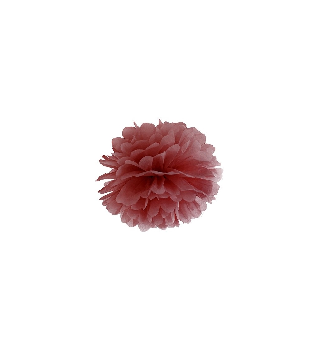 Dekorační pompom - purpurově červený