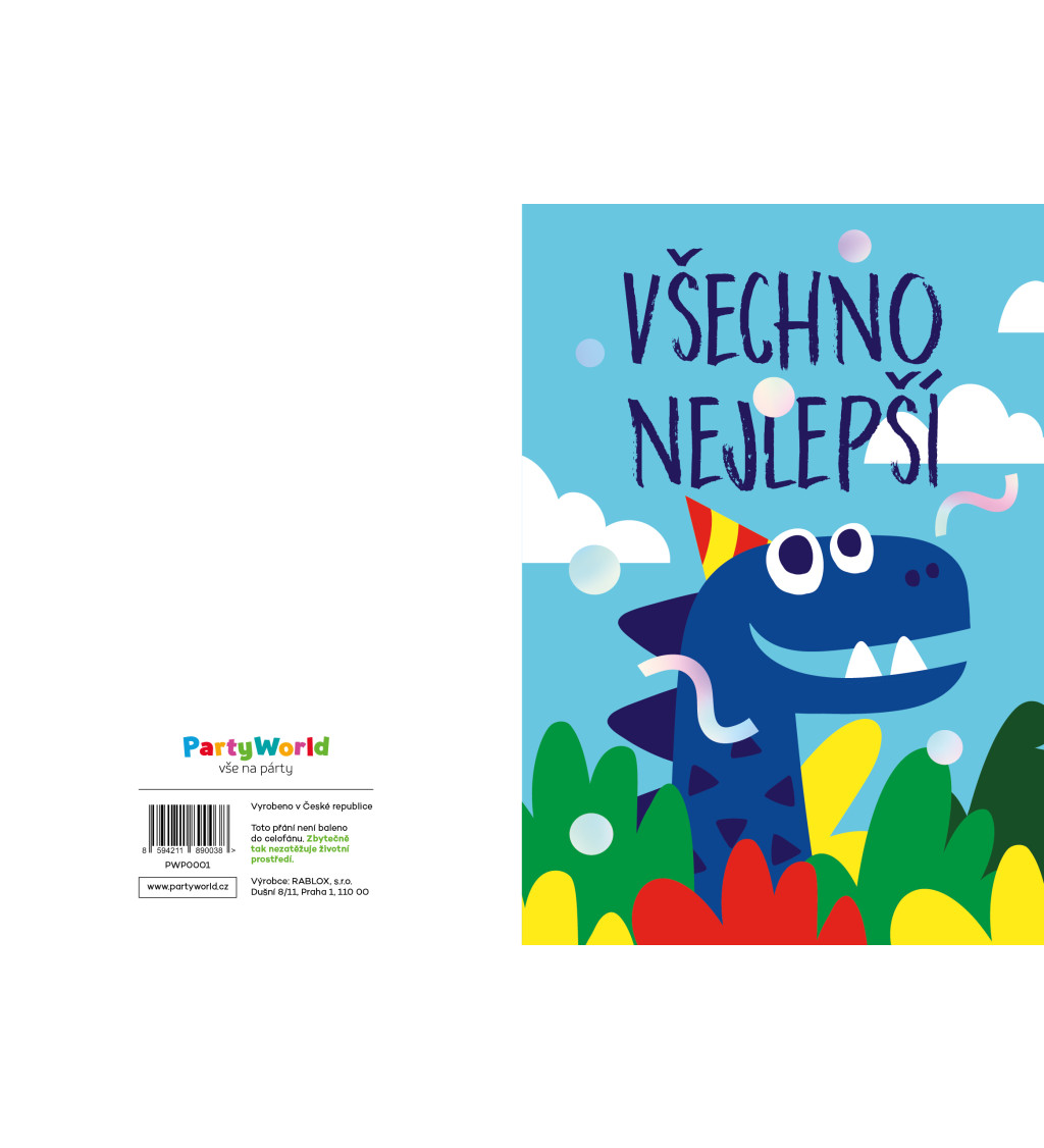 Přání k narozeninám - dinosaurus