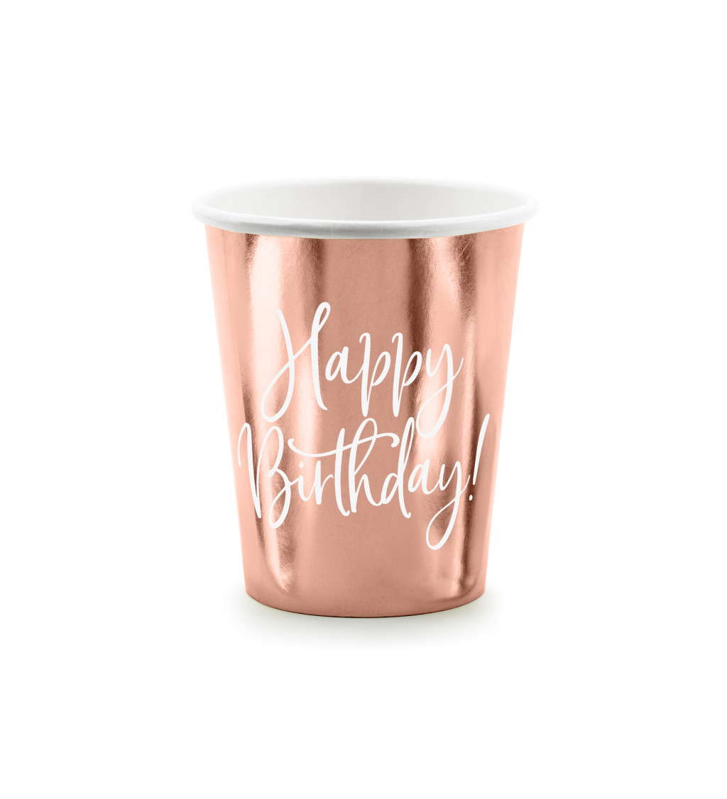 Kelímky rose gold - happy birthday