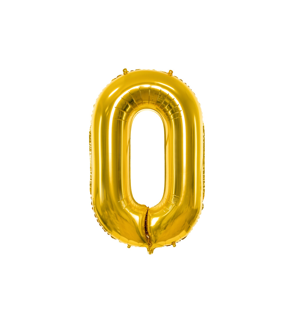Fóliový zlatý balónek - číslo 0