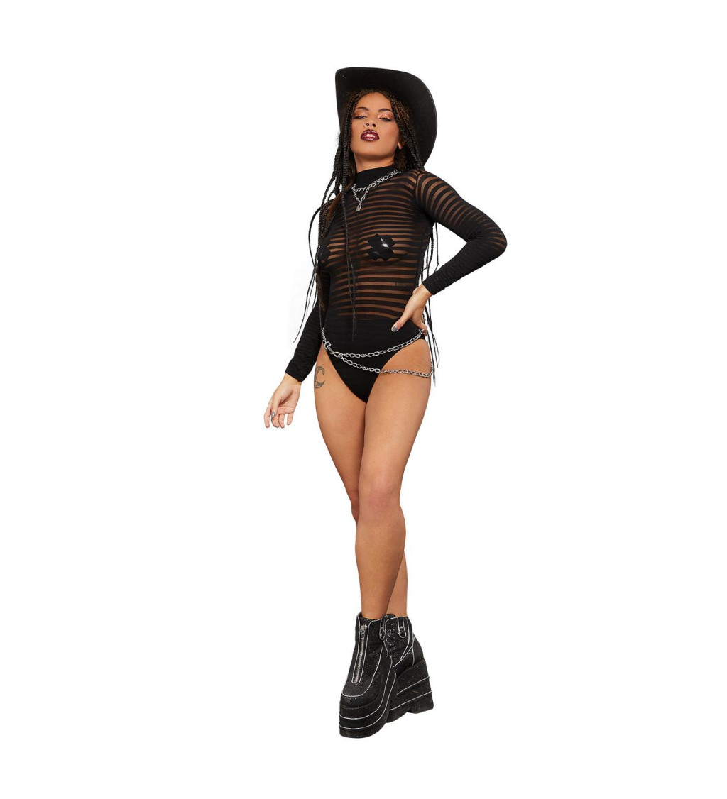 Long sleeve stripped bodysuit