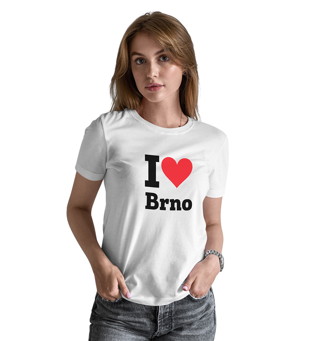 Dámské bílé triko - I love Brno