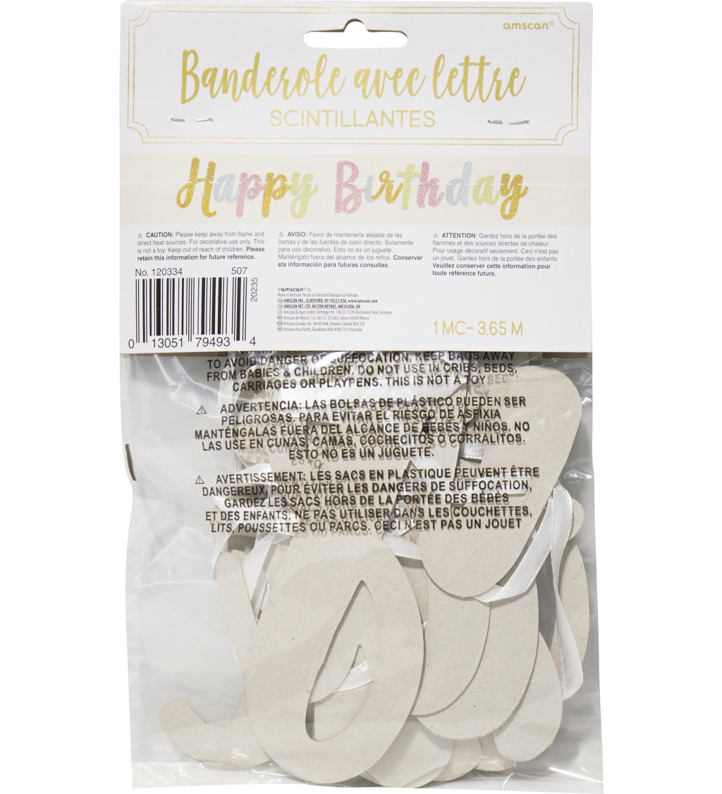 Girlanda Happy birthday - pastelové barvy