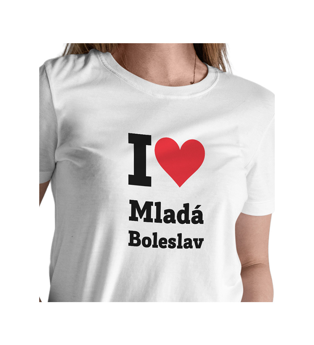 Dámské triko bílé - I love Mladá Boleslav