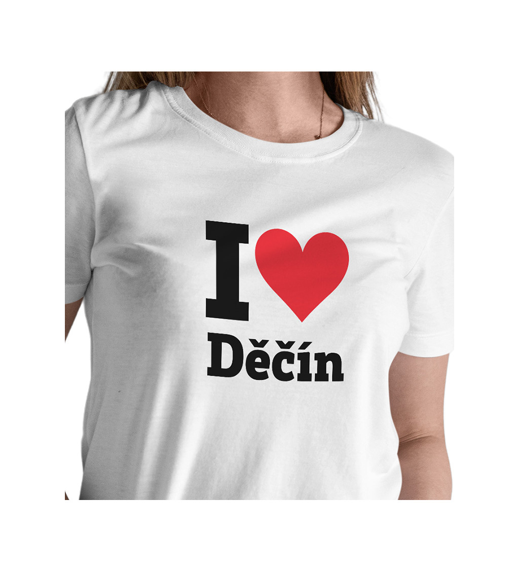 Dámské triko bílé - I love Děčín