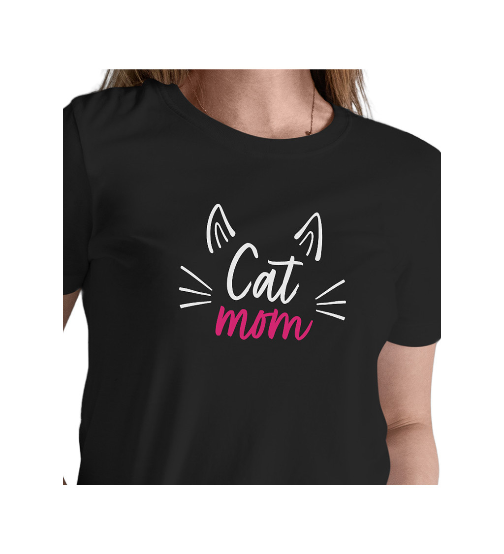 Dámské triko černé - Cat mom