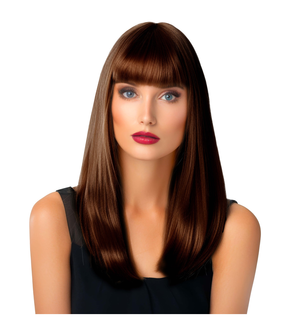 Paruka rovná s ofinou, hnědá