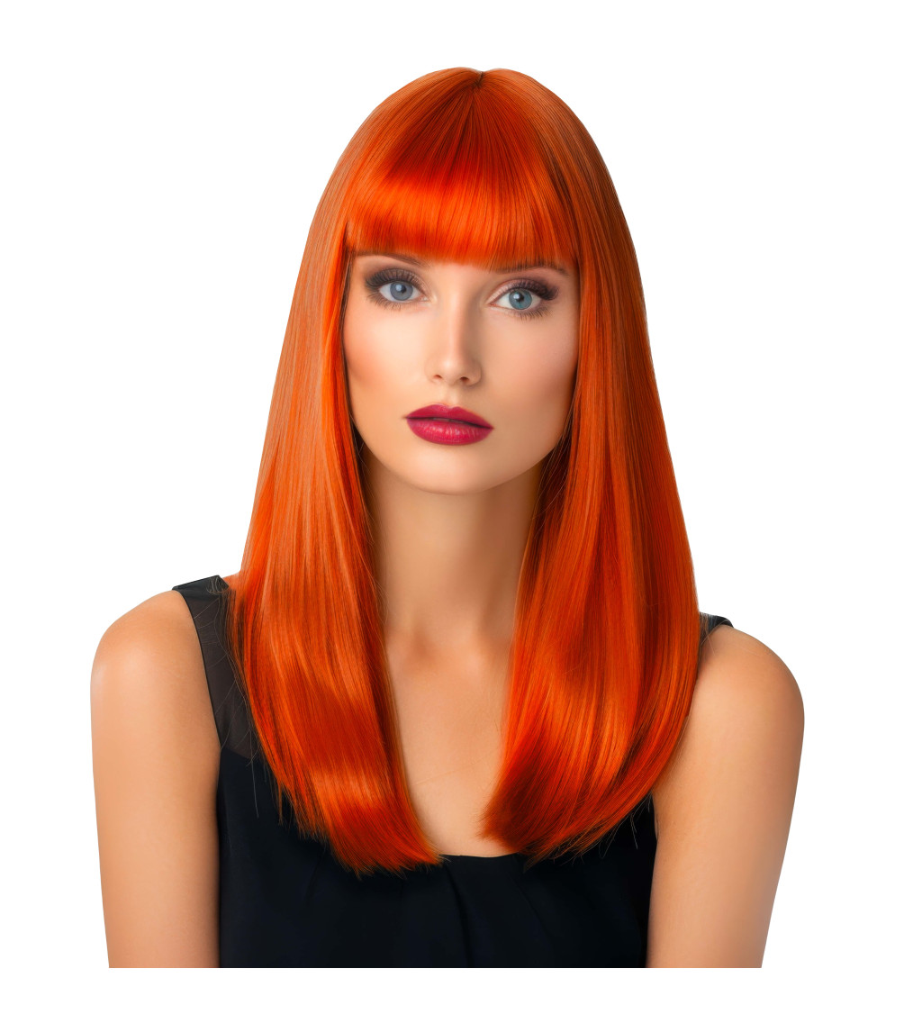 Paruka rovná s ofinou, oranžová