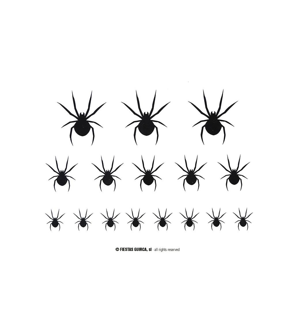 2 archy 16 samolepicích pavouků, tetování, 15x11 cm