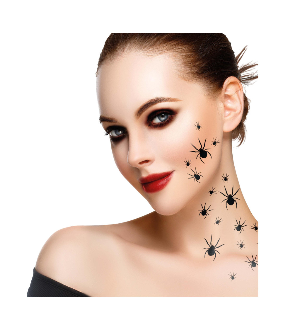 2 archy 16 samolepicích pavouků, tetování, 15x11 cm