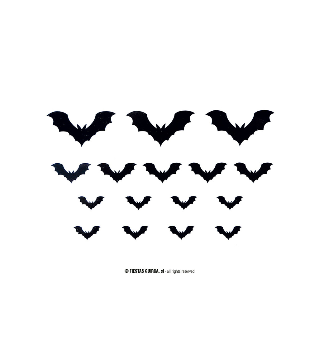 2 archy 16 samolepicích netopýrů, tetování, 15x11 cm