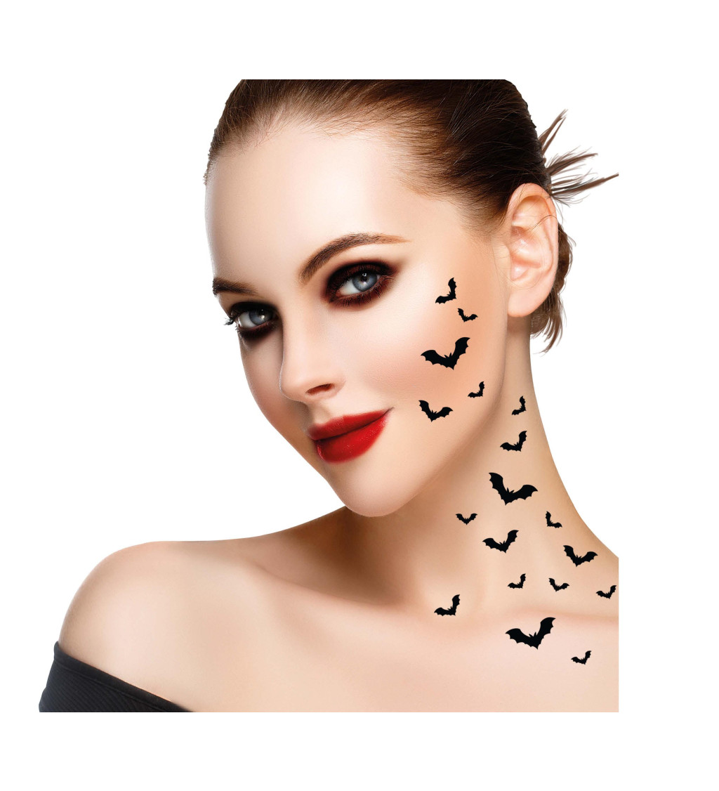 2 archy 16 samolepicích netopýrů, tetování, 15x11 cm