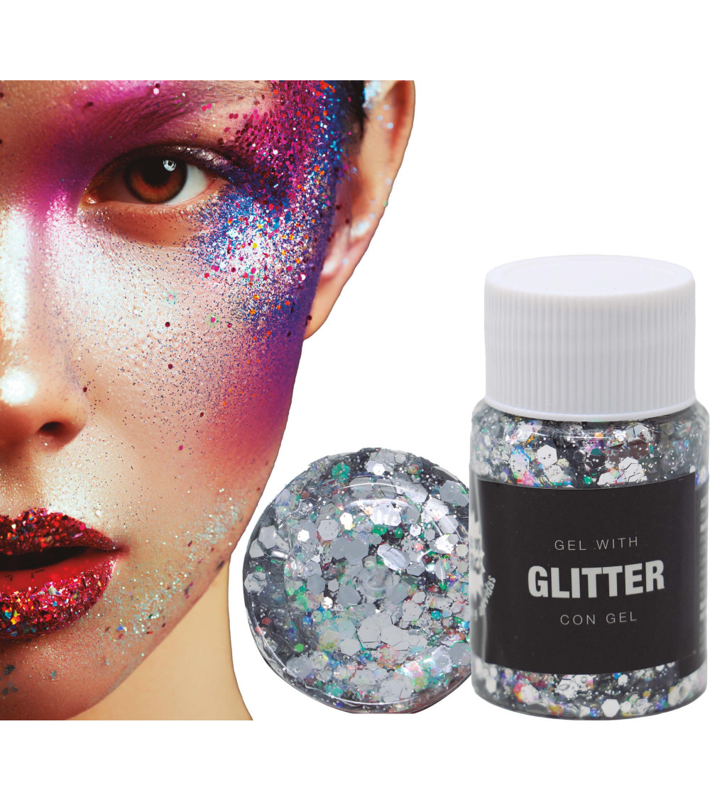 Stříbrný třpytivý gel