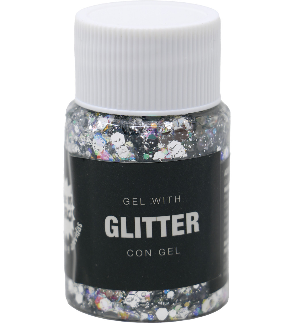 Stříbrný třpytivý gel