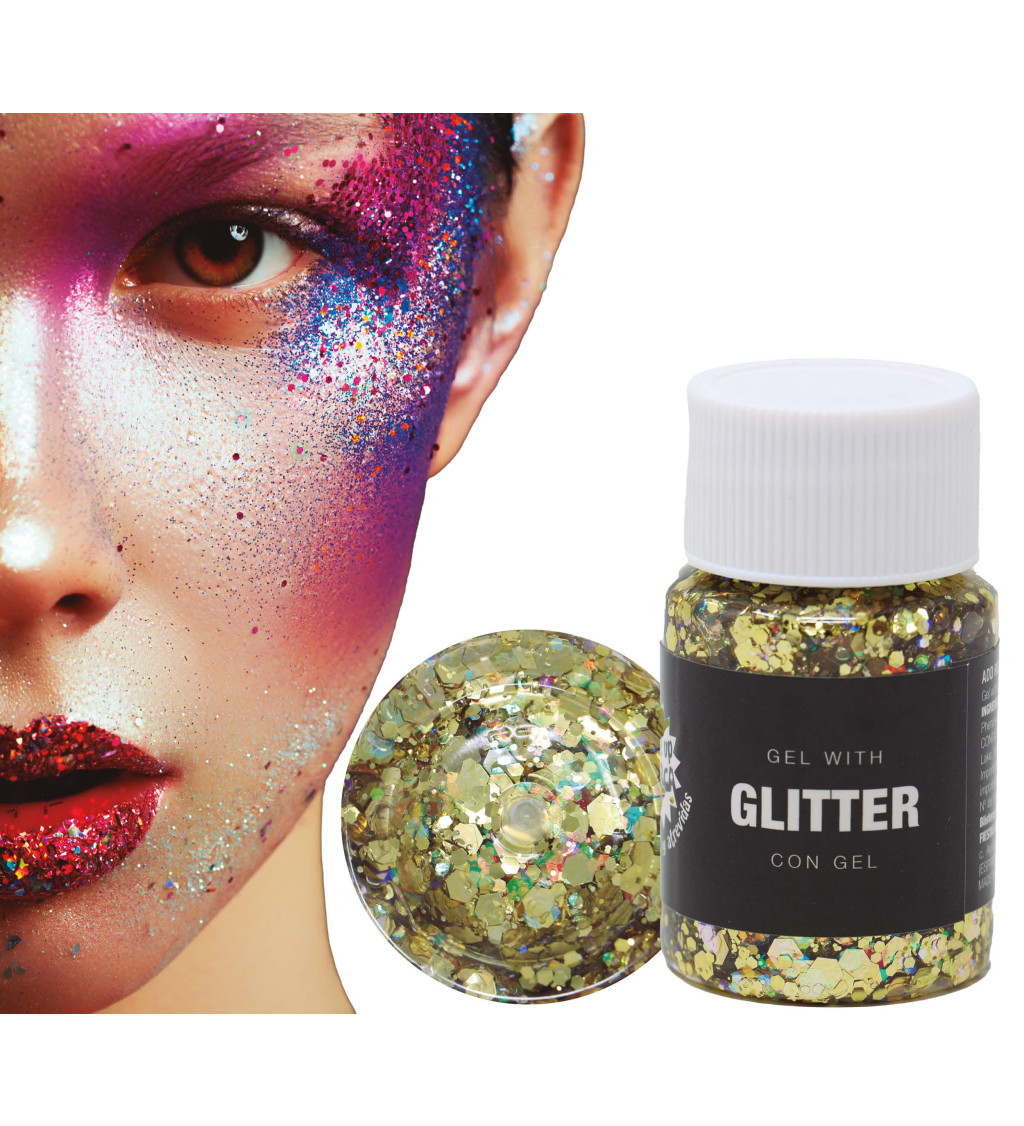 Zlatý třpytivý gel