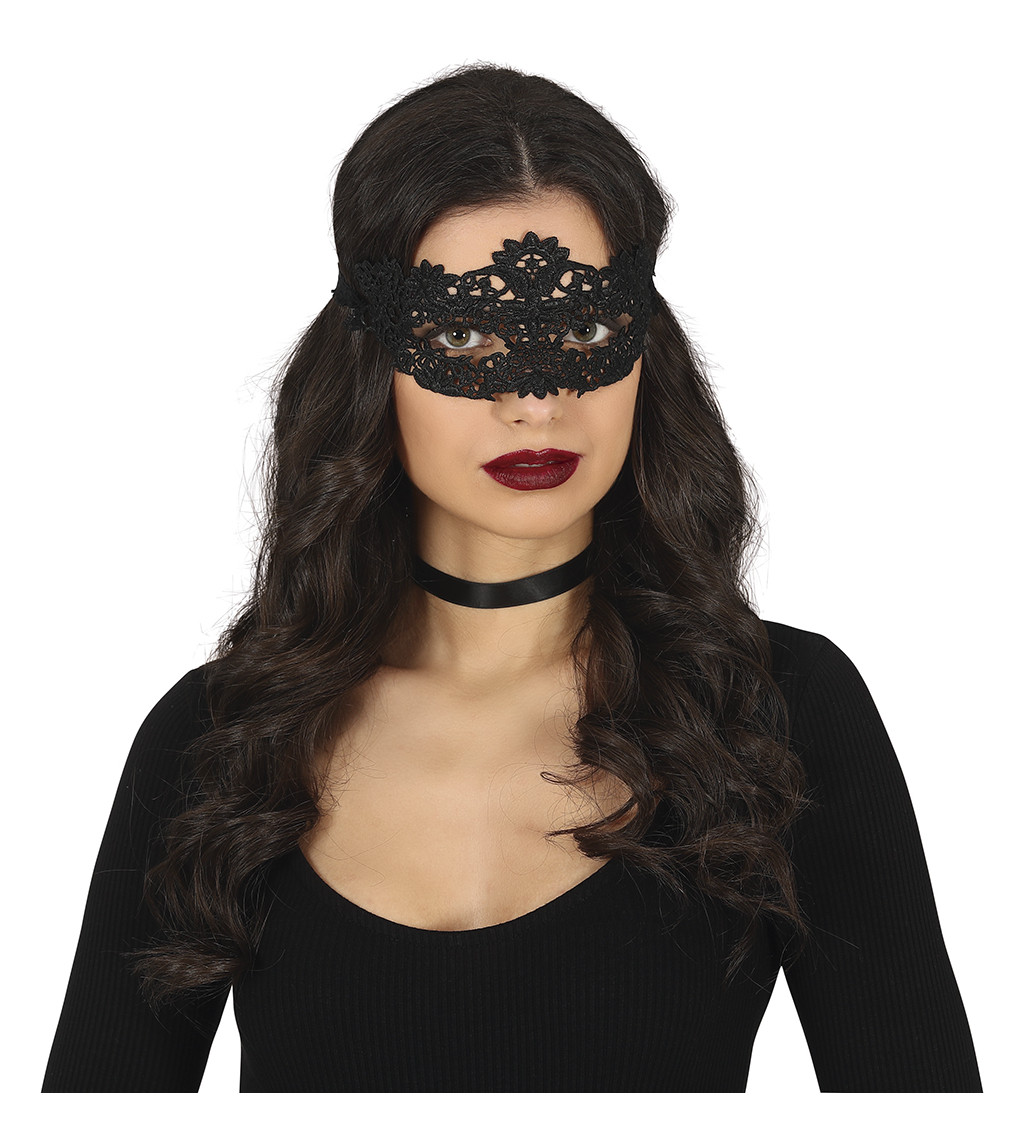 Černá krajková maska
