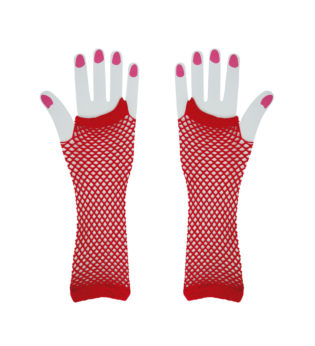 Červené síťované rukavice