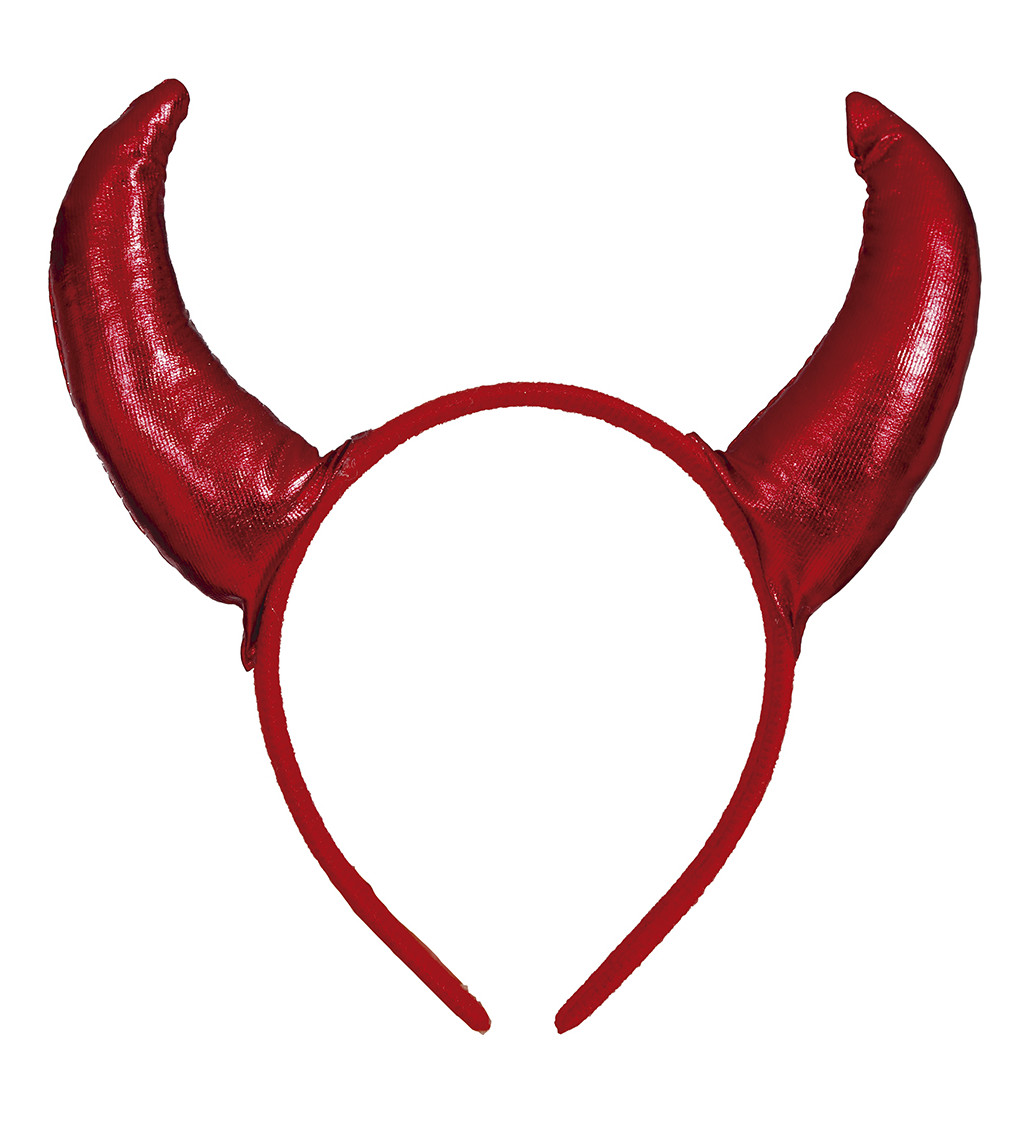 Metalické červené démonické rohy čelenka