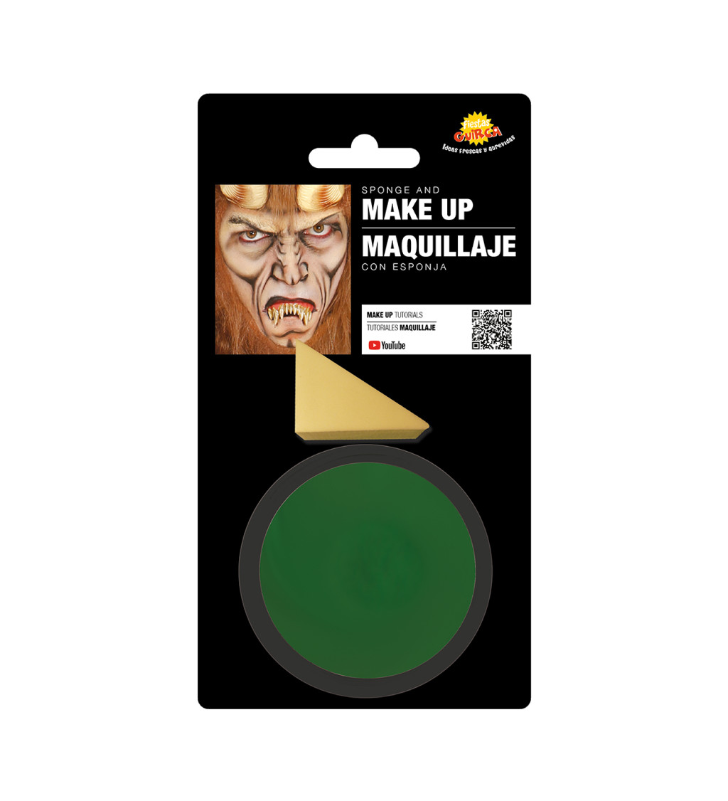 Tmavě zelený make-up s houbičkou 9 g