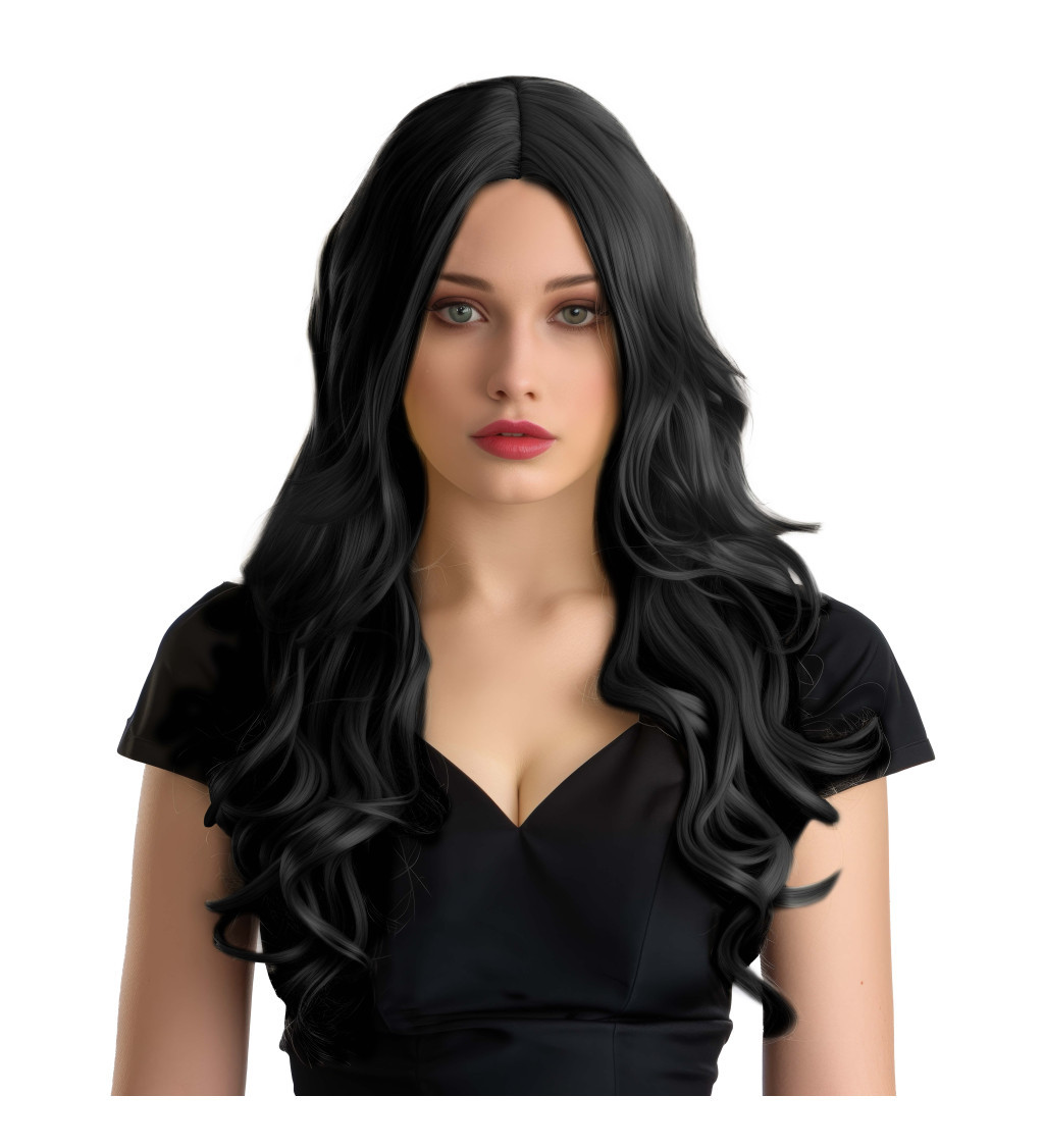 Paruka vlnitá Hollywood, černá