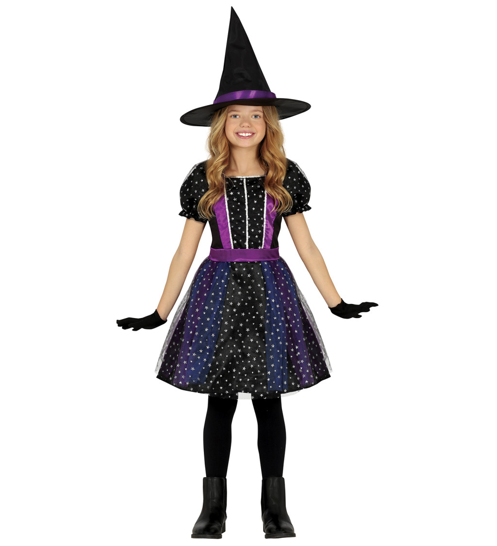 Dětský kostým čarodějnice s hvězdami 3–4 roky