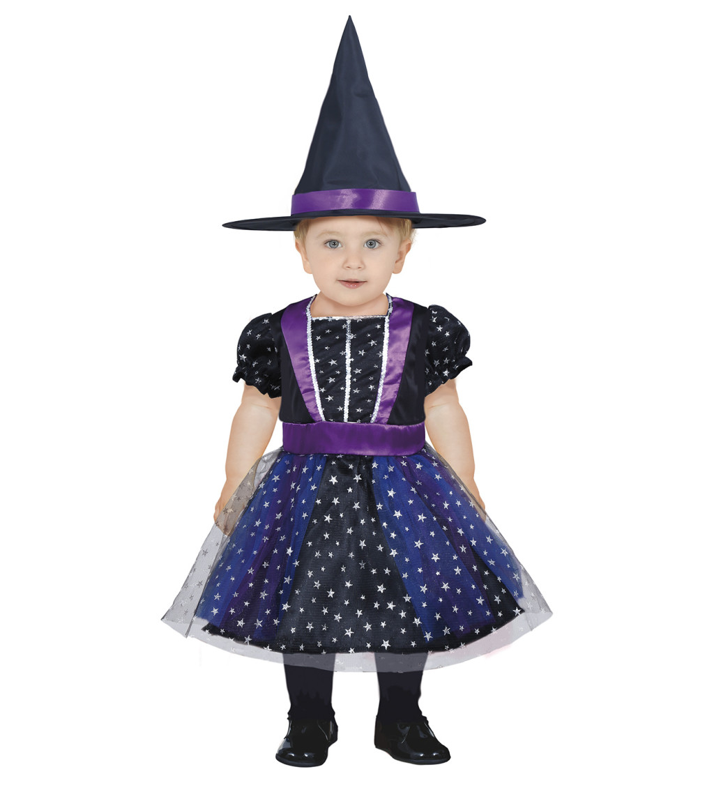 Dětský kostým čarodějnice s hvězdami 2–3 roky