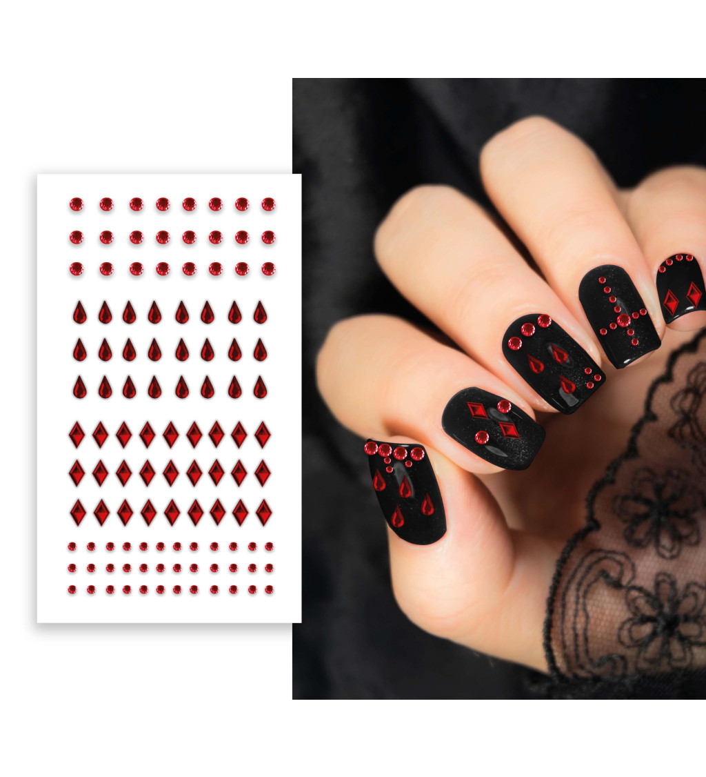 Červené samolepky na nehty 6x9 cm
