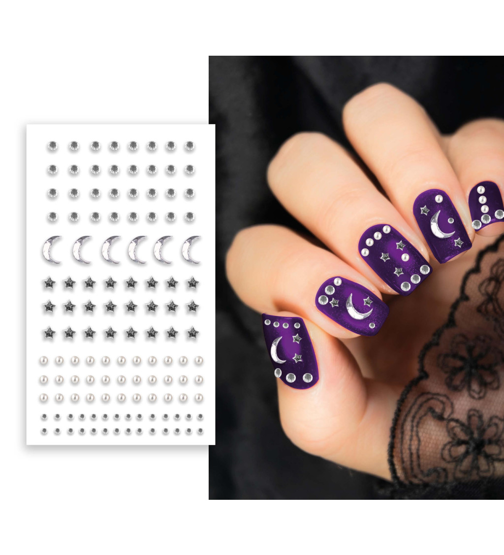 Stříbrné samolepky na nehty 6x9 cm