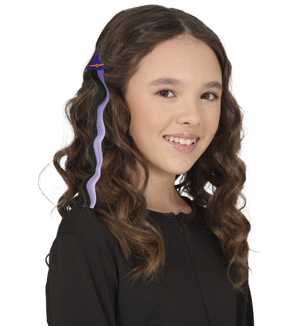 Fialovo-černý pramínek do vlasů, 40 cm