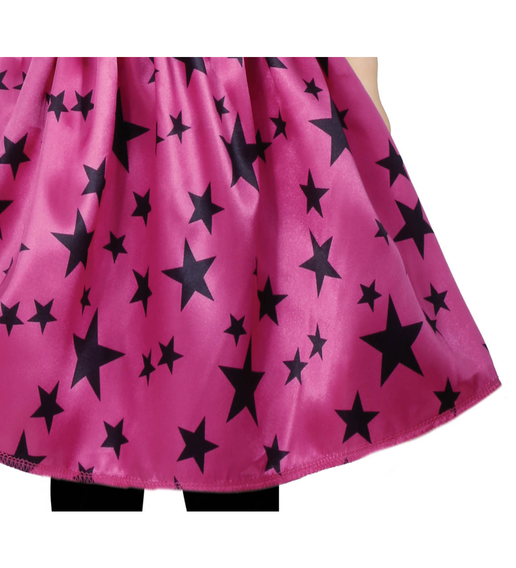 Dětský kostým čarodějnice s hvězdami, růžový 12–18 měsíců