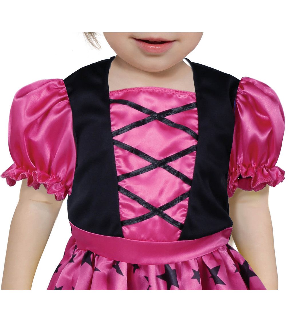 Dětský kostým čarodějnice s hvězdami, růžový 12–18 měsíců