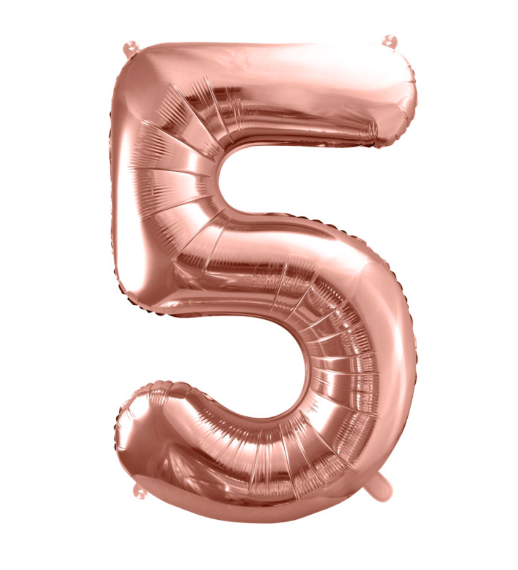 Fóliový rose gold balónek - číslo 5