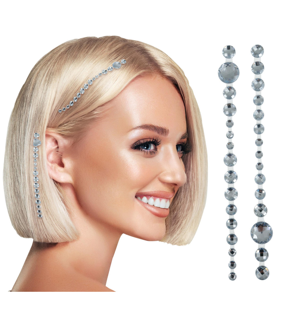 Kamínky do vlasů - stříbrné