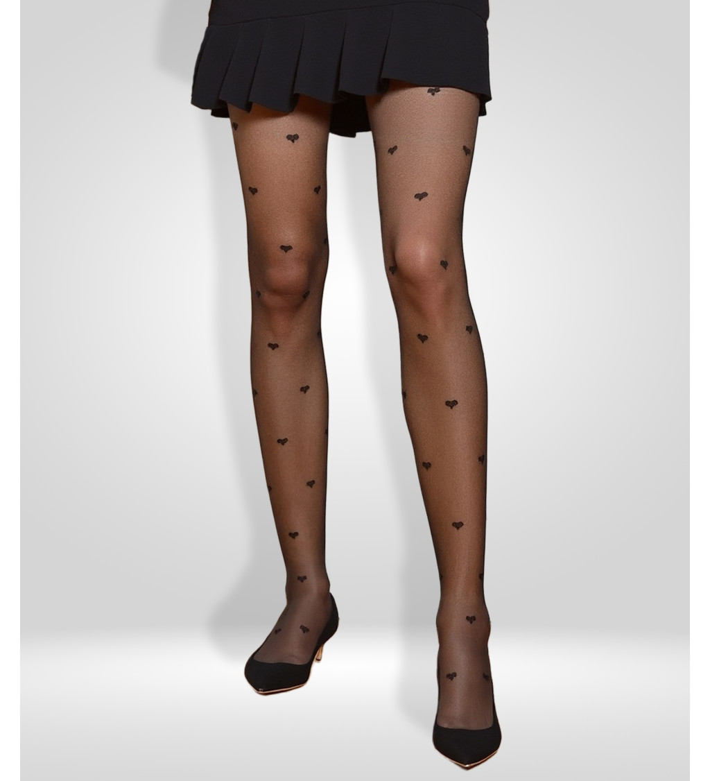 Punčochové kalhoty se srdíčky černé