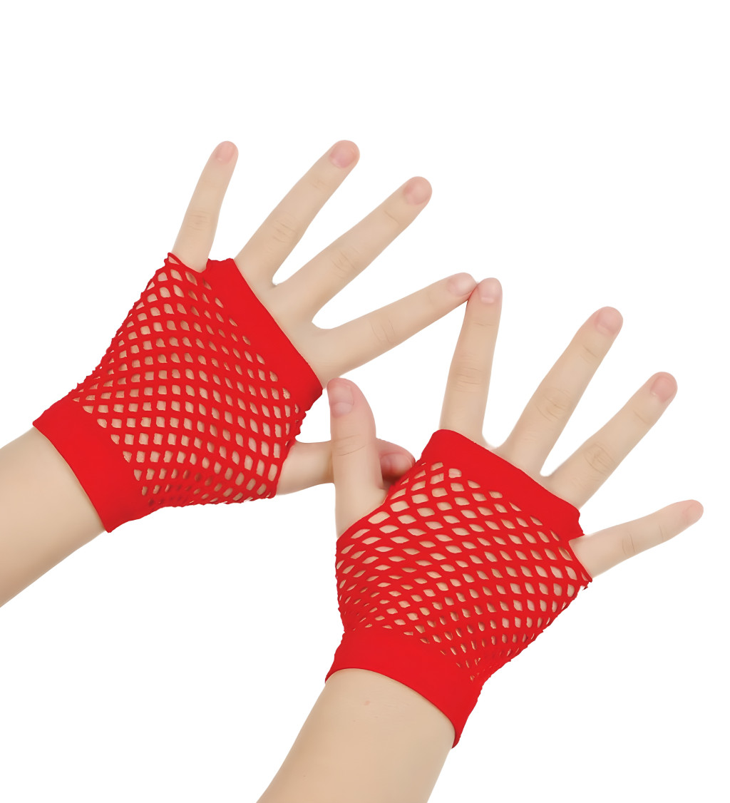 Krátké síťované rukavice červené