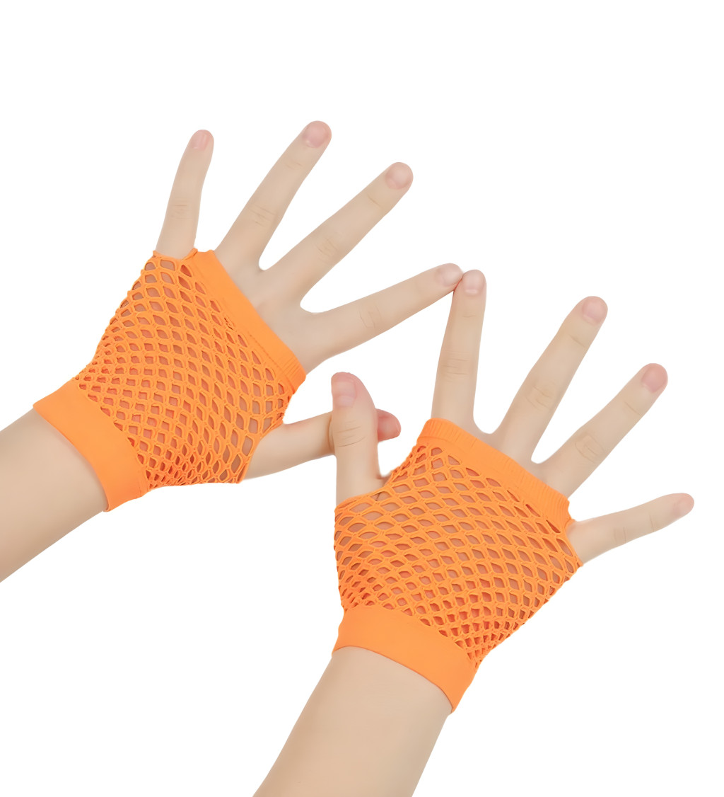 Krátké síťované rukavice oranžové