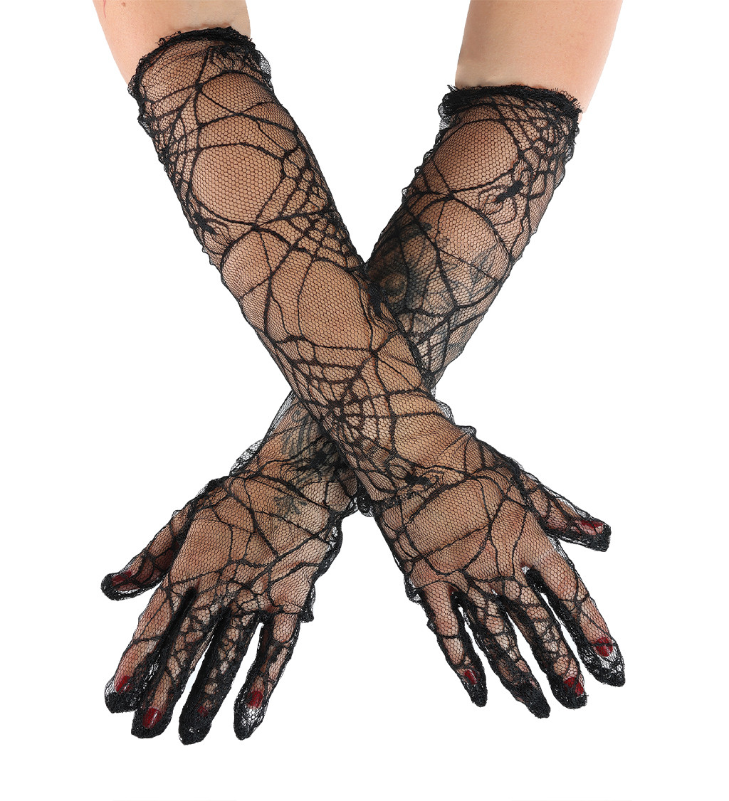 Dlouhé rukavice s pavučinou