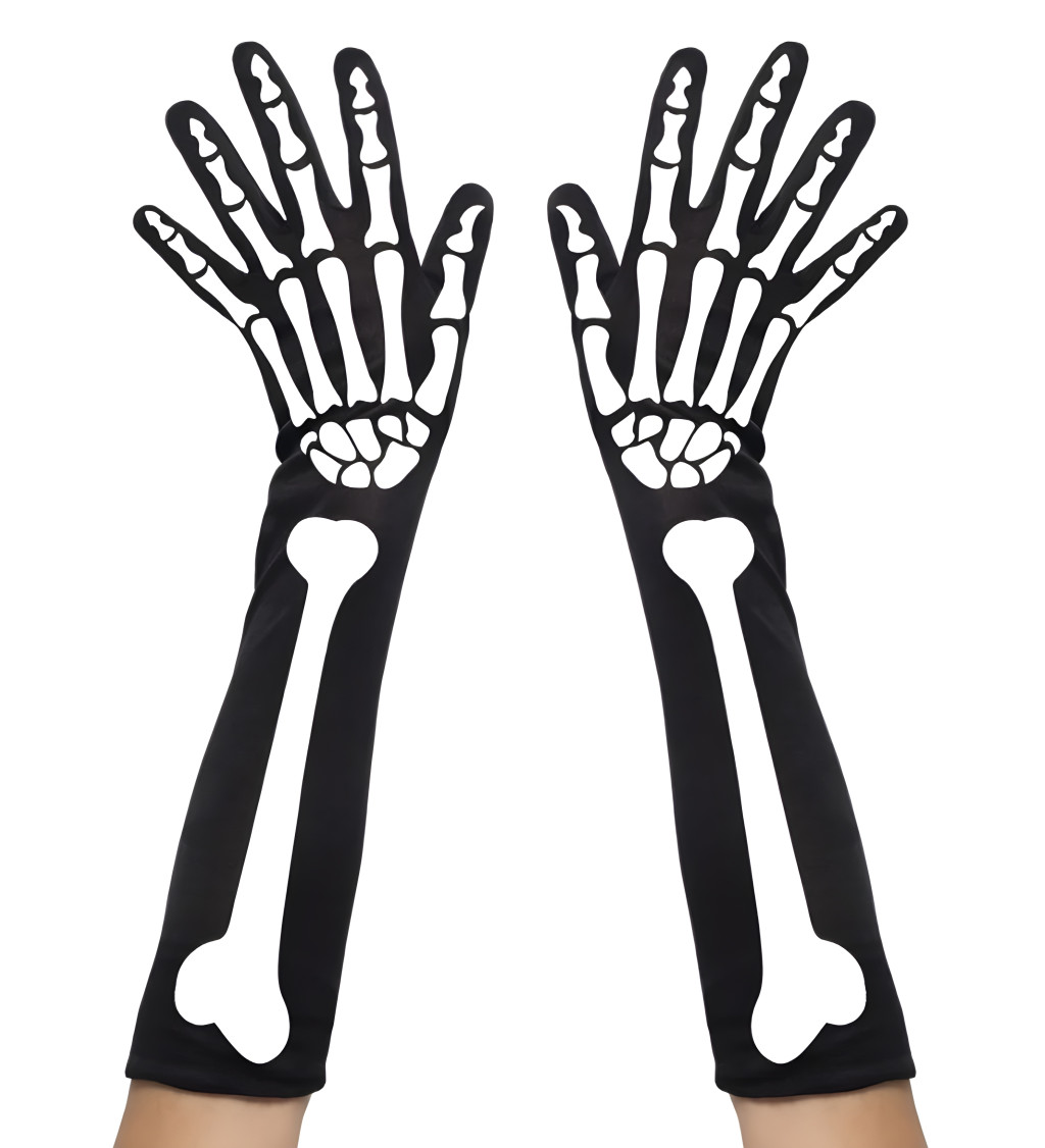 Dlouhé rukavice s kostlivcem