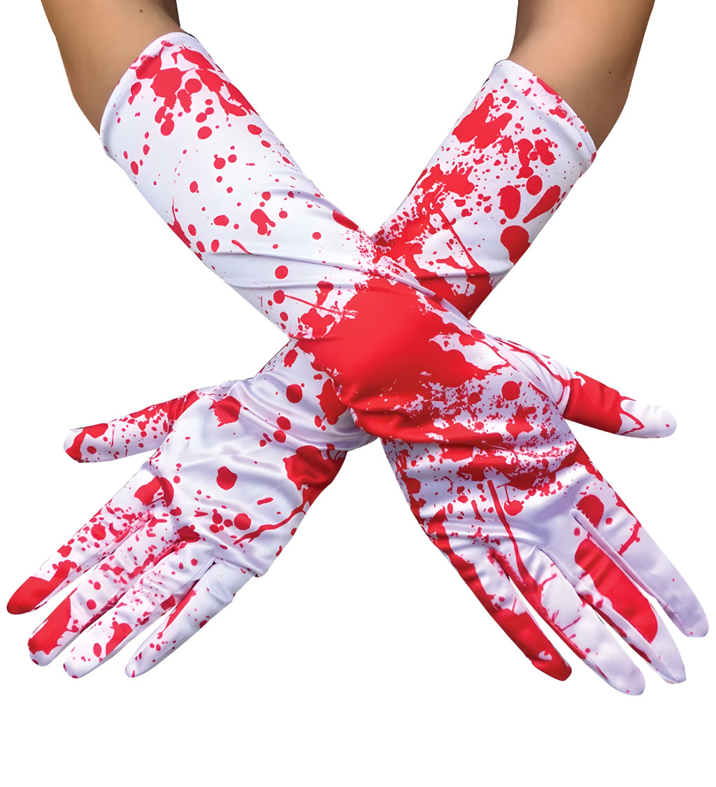 Dlouhé rukavice s krví