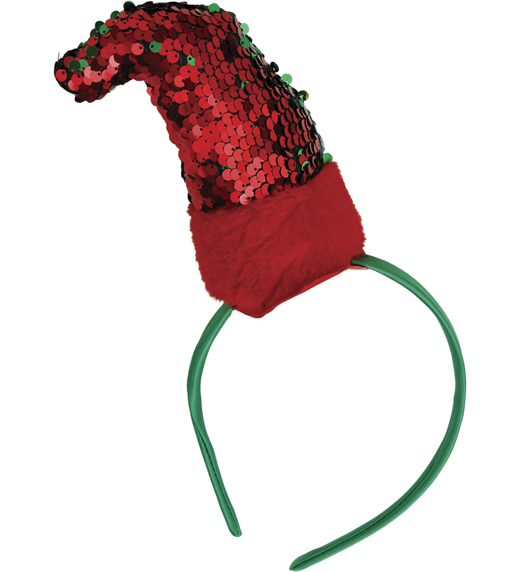 Vánoční čelenka s flitrovou čepicí