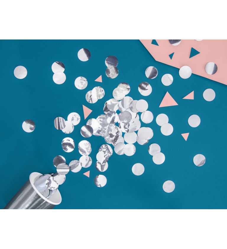 Vystřelovací konfety - stříbrné kolečka