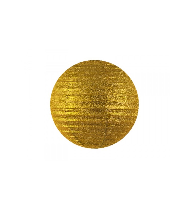 Třpytivý kulatý lampión - zlatý