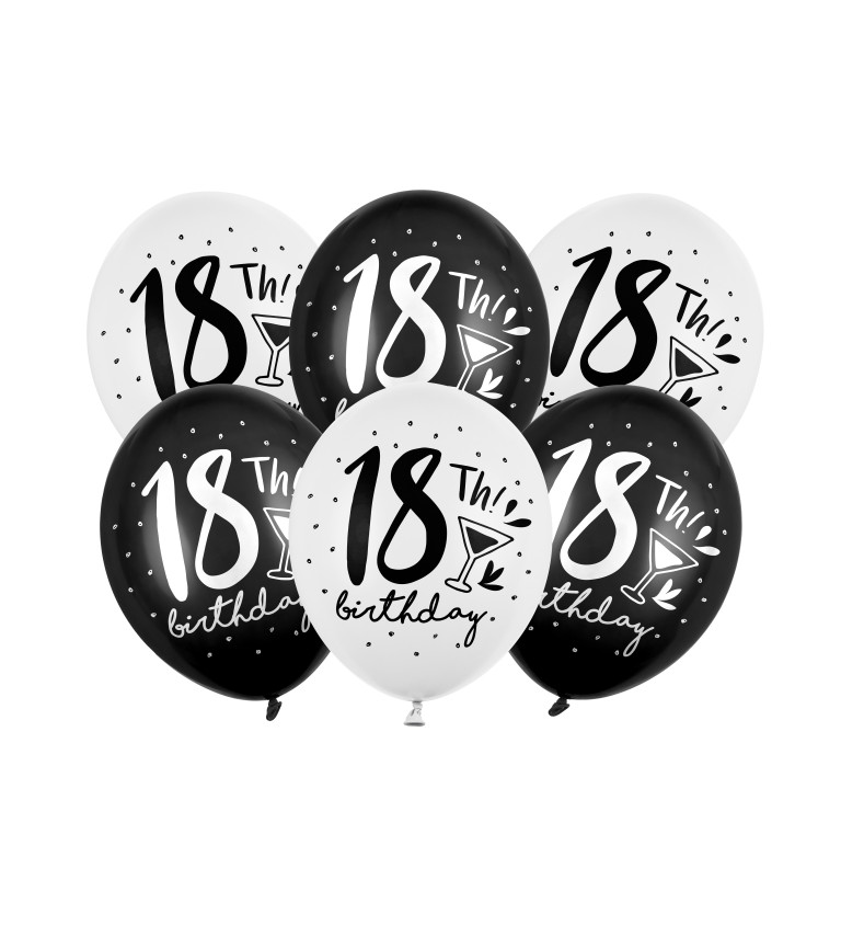 Balónky 18 bílo-černé (50 ks)