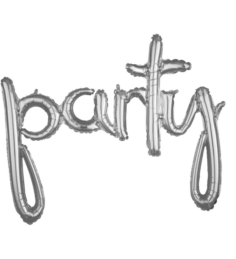 Fóliový nápis - party, stříbrný