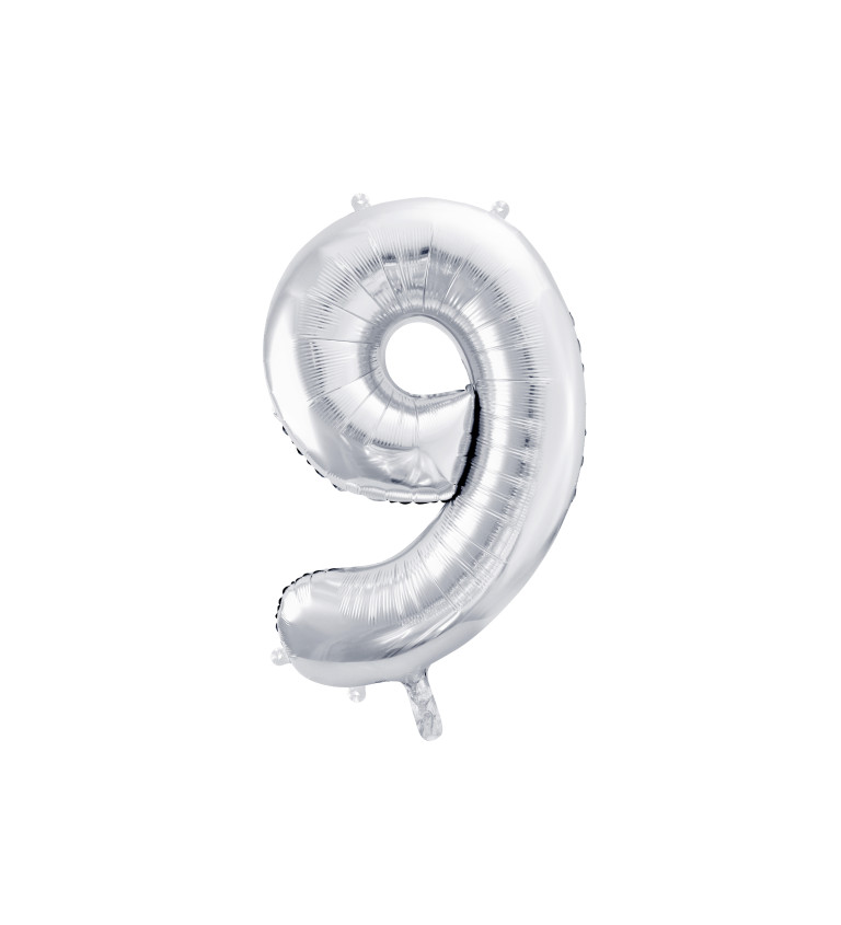 Fóliový stříbrný balónek - číslo 9