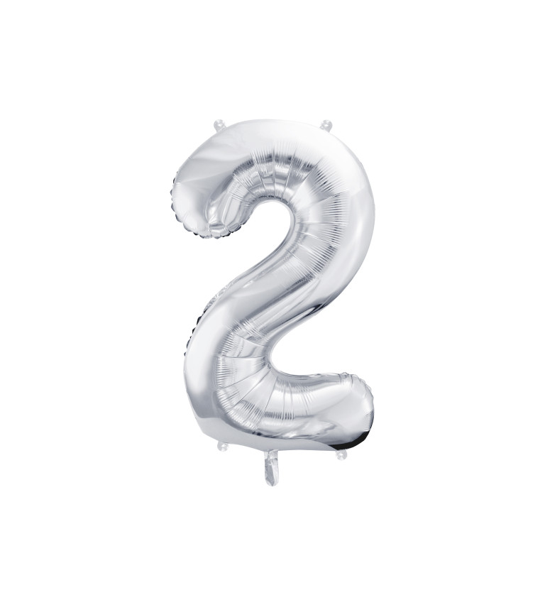 Fóliový stříbrný balónek - číslo 2
