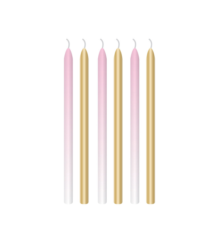 Svíčky dortové růžovo-zlaté