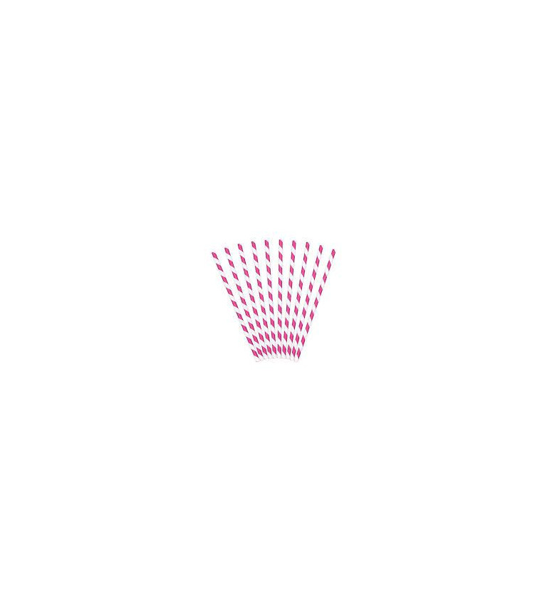 Papírová brčka - růžové pruhy