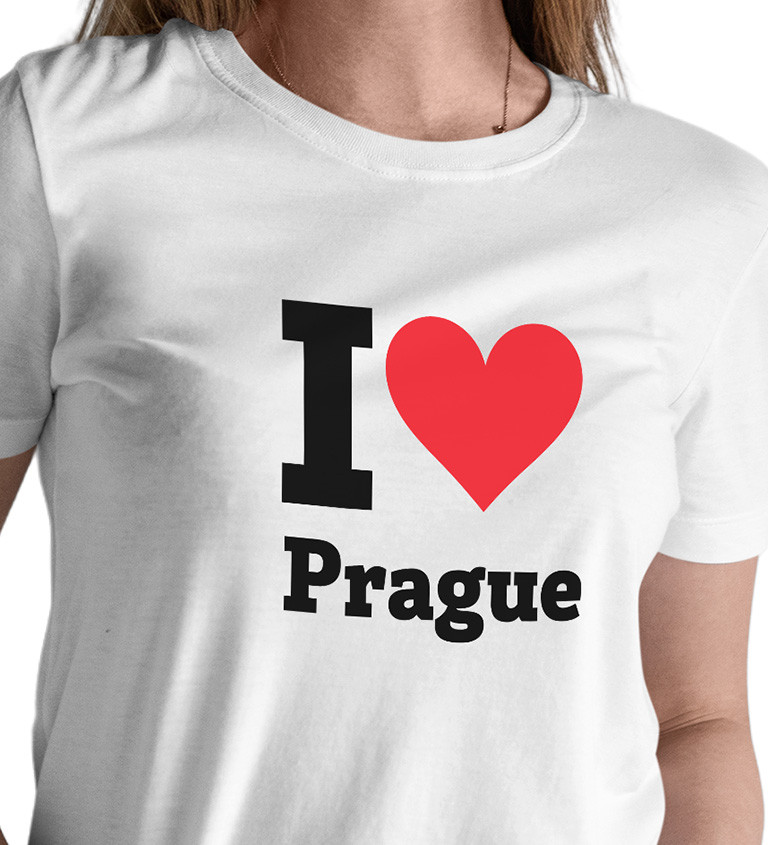 Dámské bílé triko - I love Prague